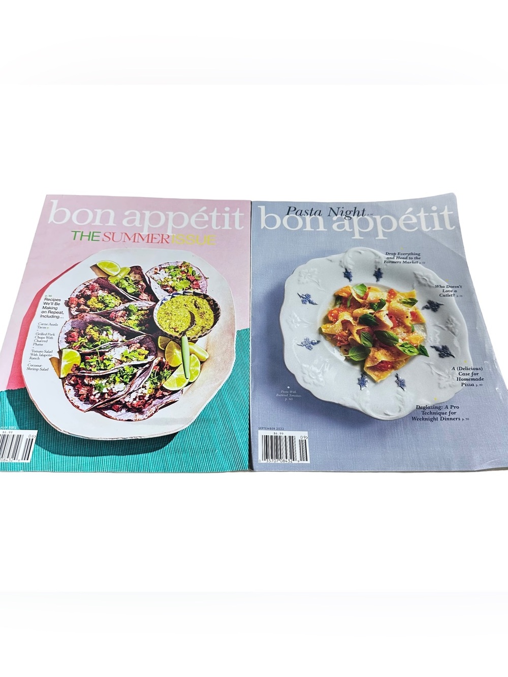 Bon Appetit Magazine Lot Of 2 June/July September 2022 Pasta Summer